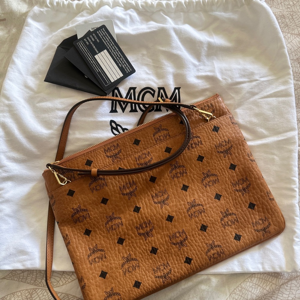 MCM Cognac Visetos Crossbody Bag